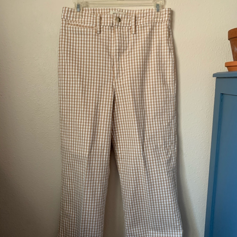 Madewell gingham slim Emmett wide leg crop pants